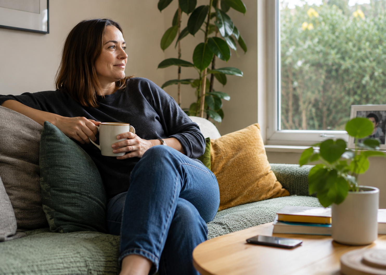 Women home sitting relaxing